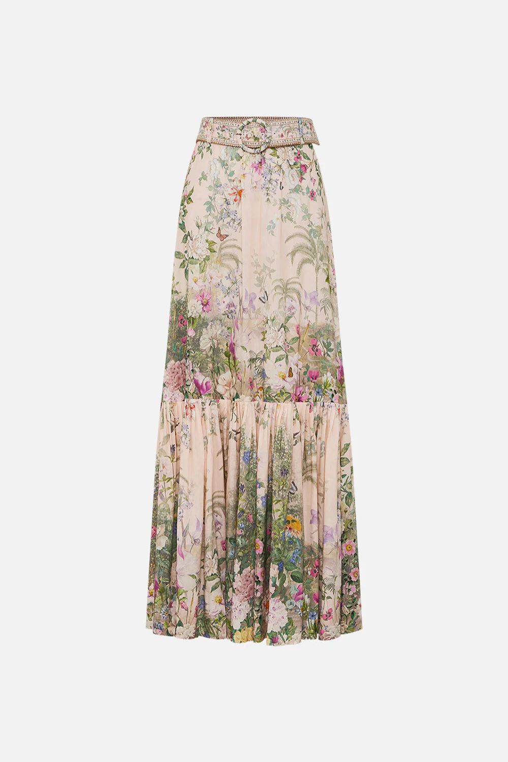 Skirt with Deep Hem and Frill and Belt