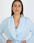 Cannes Pinstripe Robe in Cool Blue