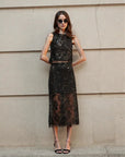 Aylin Sequin Lace Skirt in Black