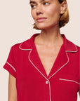 Gisele Shortie PJ Set in Holly Red/Ivory