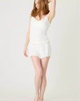 Pointelle Tank Top and Shorts in Ivory