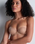 Plunging Bandeau Bra in Sand