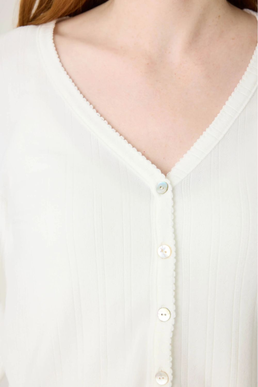 Pointelle Long PJ Set in Ivory