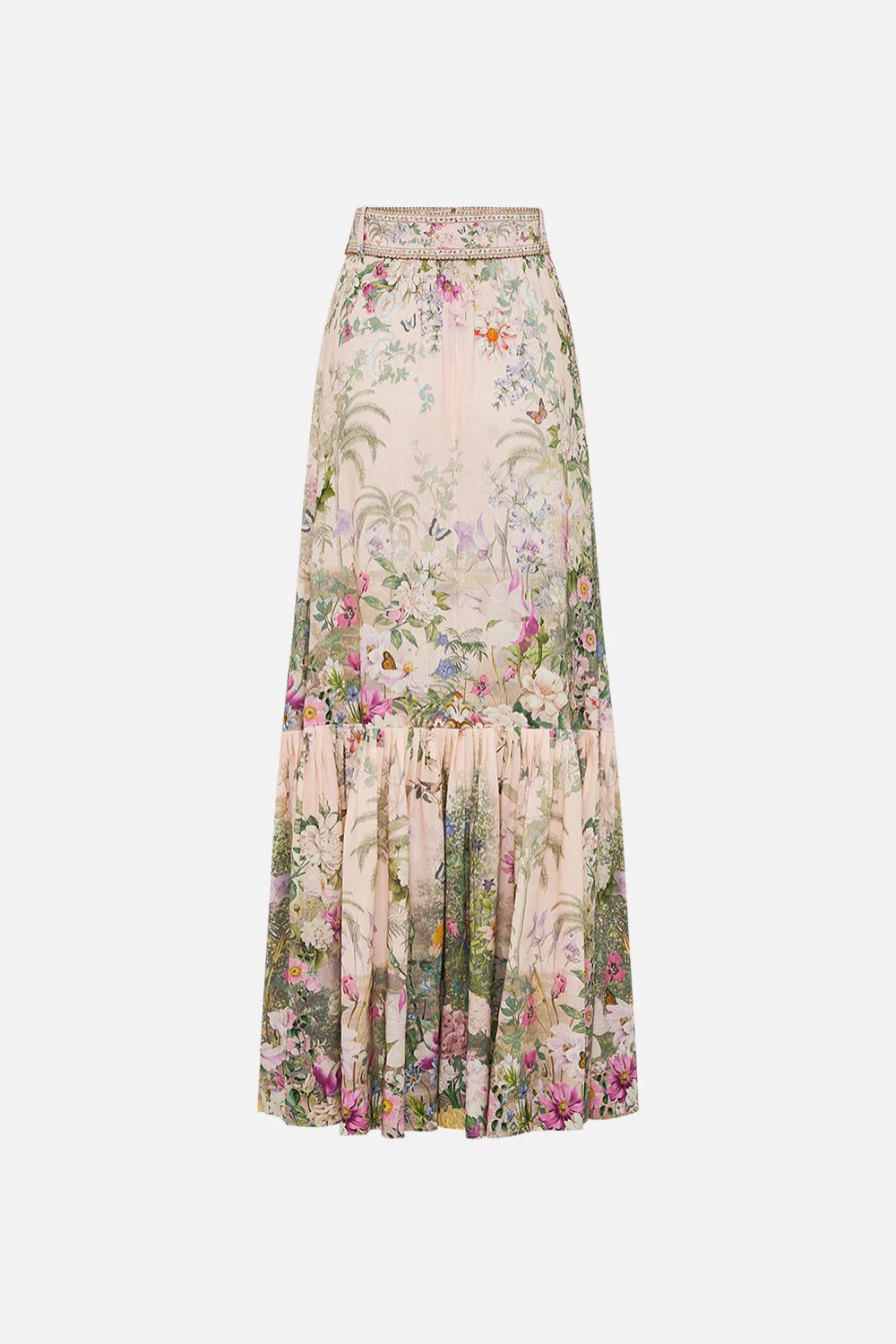 Skirt with Deep Hem and Frill and Belt