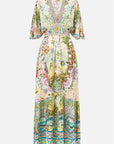 Waisted Dress with Hem Ruffle in Just Coasting