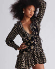 LoveShackFancy Findlay Wrap Dress Color: Black Size: 0, 2, 4 at Petticoat Lane Greenwich, CT