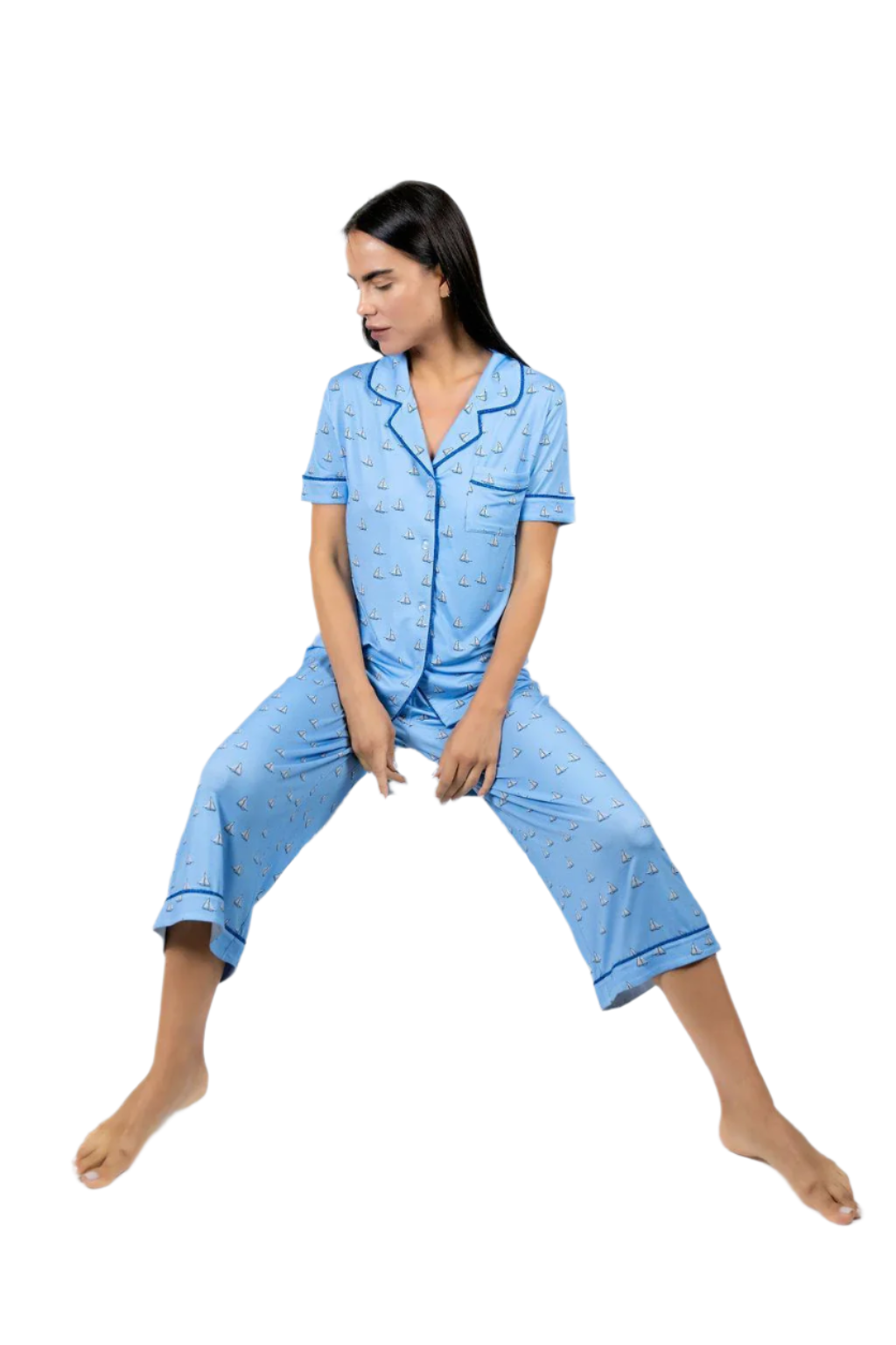 Jolene Cropped Pajama Set in Antigua