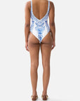 V-Neck One Piece Swimsuit in Ceramic Panoramic