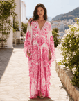 T Shape Long Kaftan in Livin La Vida Rosa