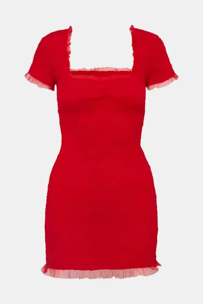 crimson dress short Nicky Cotton Poplin Short Sleeve Mini Dress