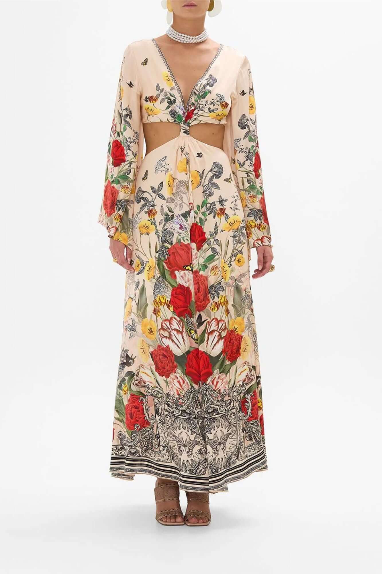 Camilla Cut-Out Dress Etched Into Eternity Knot Front Maxi (M) Camilla Cut-Out Dress Etched Into Eternity Knot Front Maxi (M)