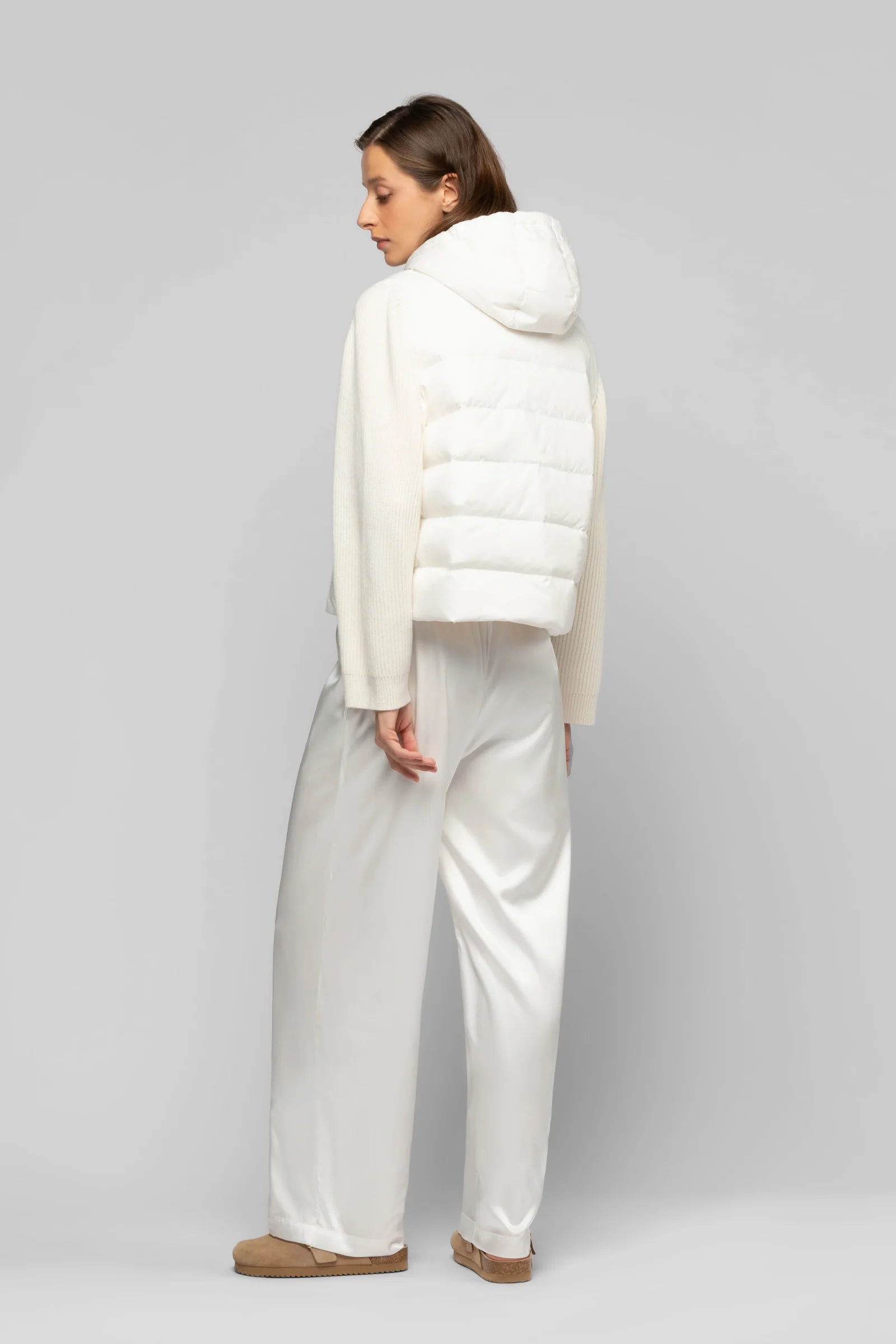 Lightweight Quilted Jacket with Hood in White