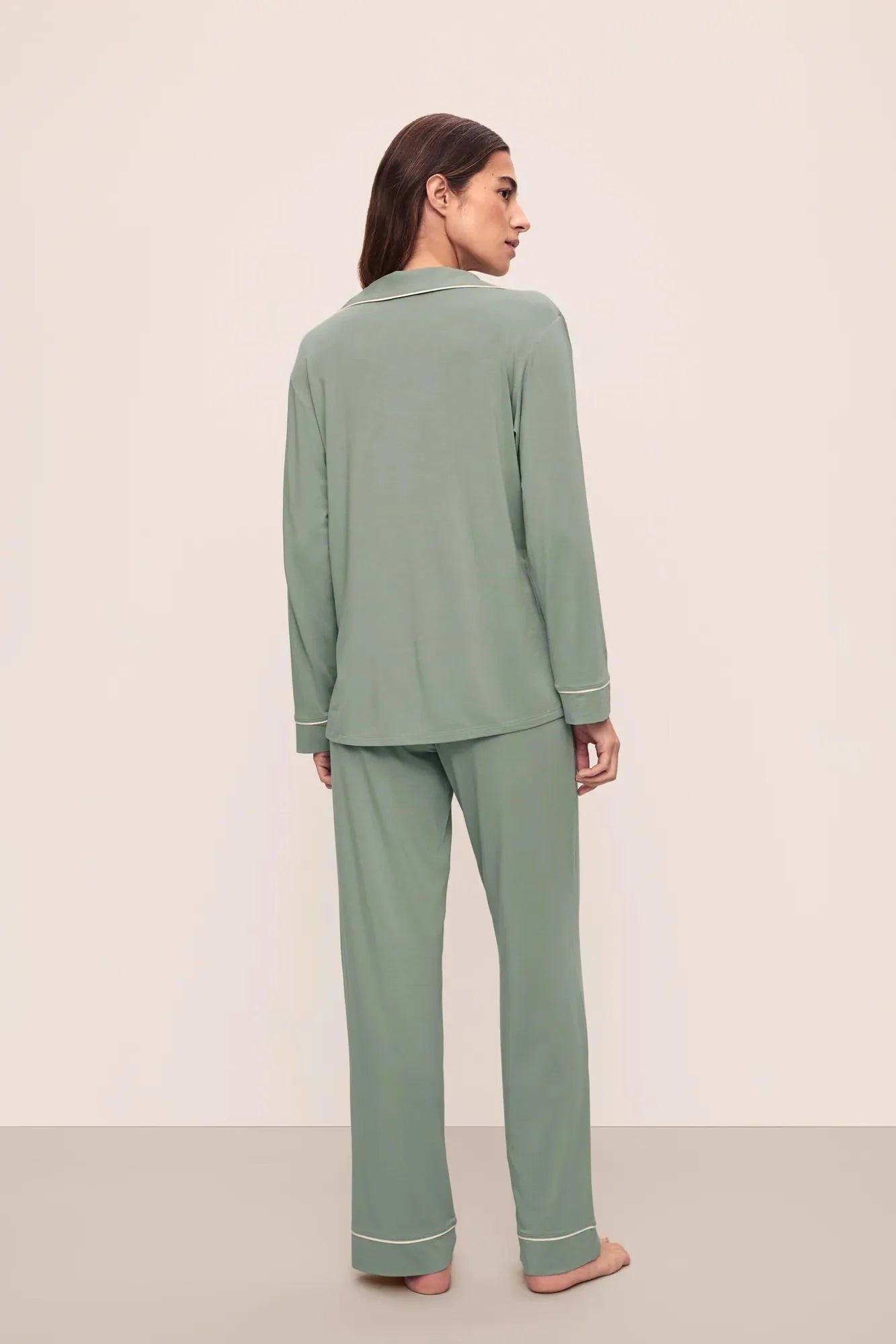 Gisele Long PJ Set in Smokey Olive/Ivory