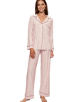 Gisele Long PJ Set in Duo Stripe Holly Red/Ivory