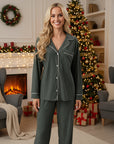 Gisele Long PJ Set in Duo Stripe Pine/Ivory