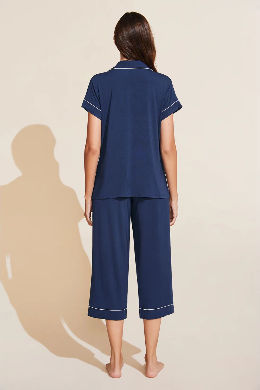 Gisele Cropped PJ Set in Navy/Ivory