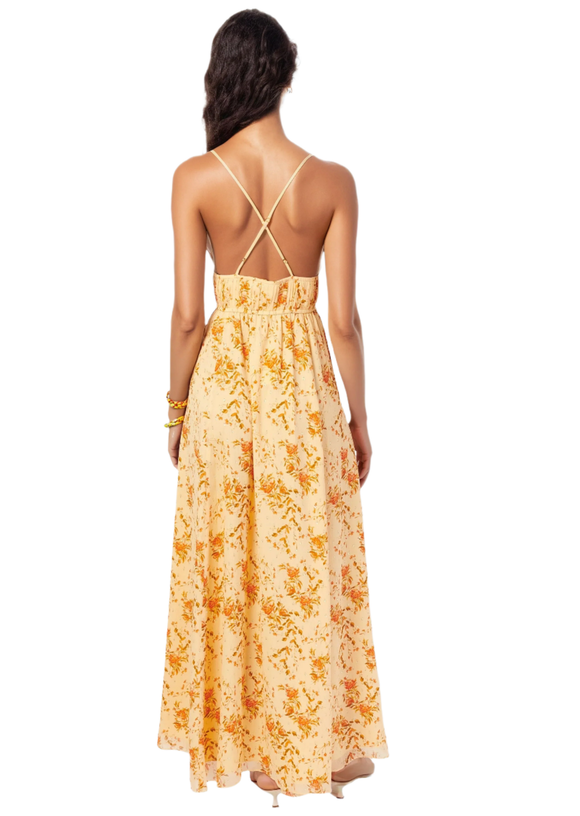 Dorinda Crinkle Chiffon Dress in Golden Hour