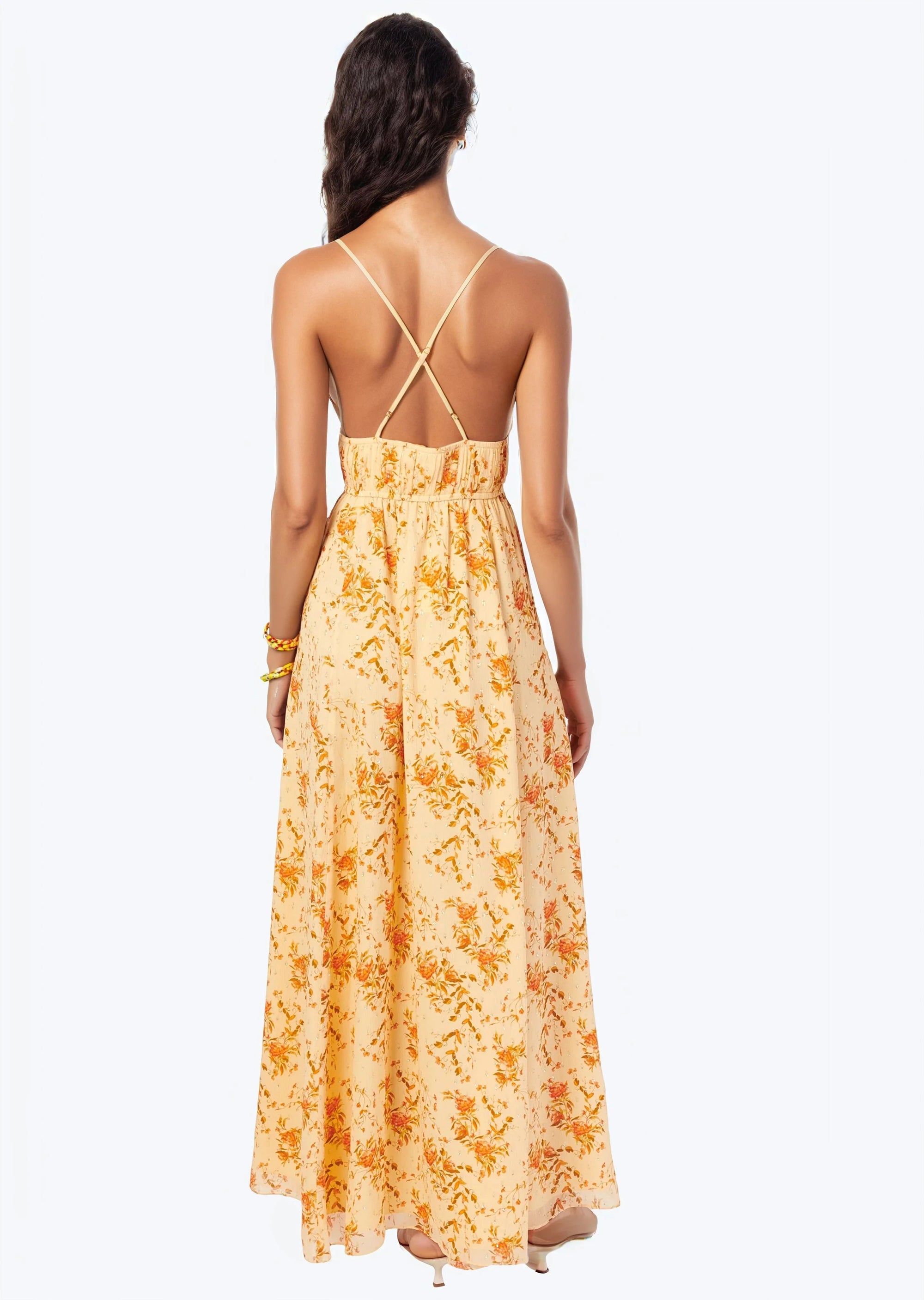Dorinda Crinkle Chiffon Dress in Golden Hour