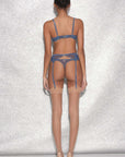 Denim Lily Embroidery Garter Belt