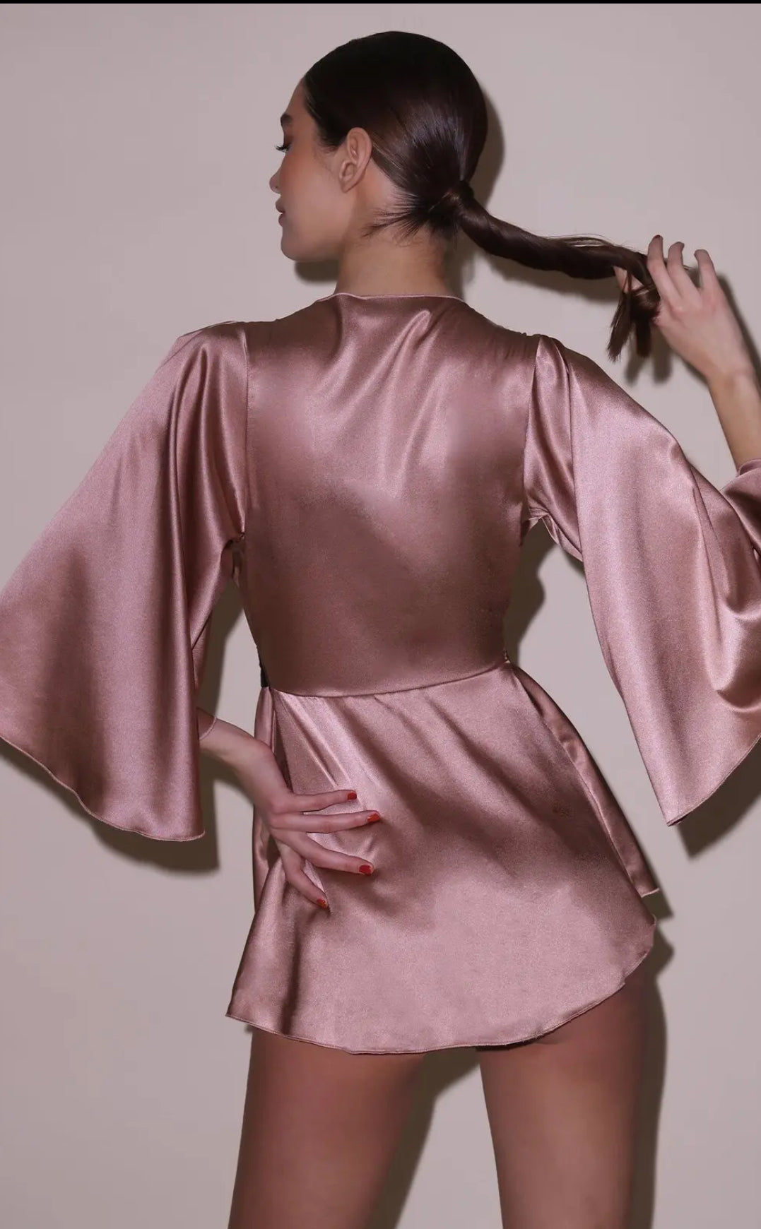 Angel Sleeve Robe in Tan