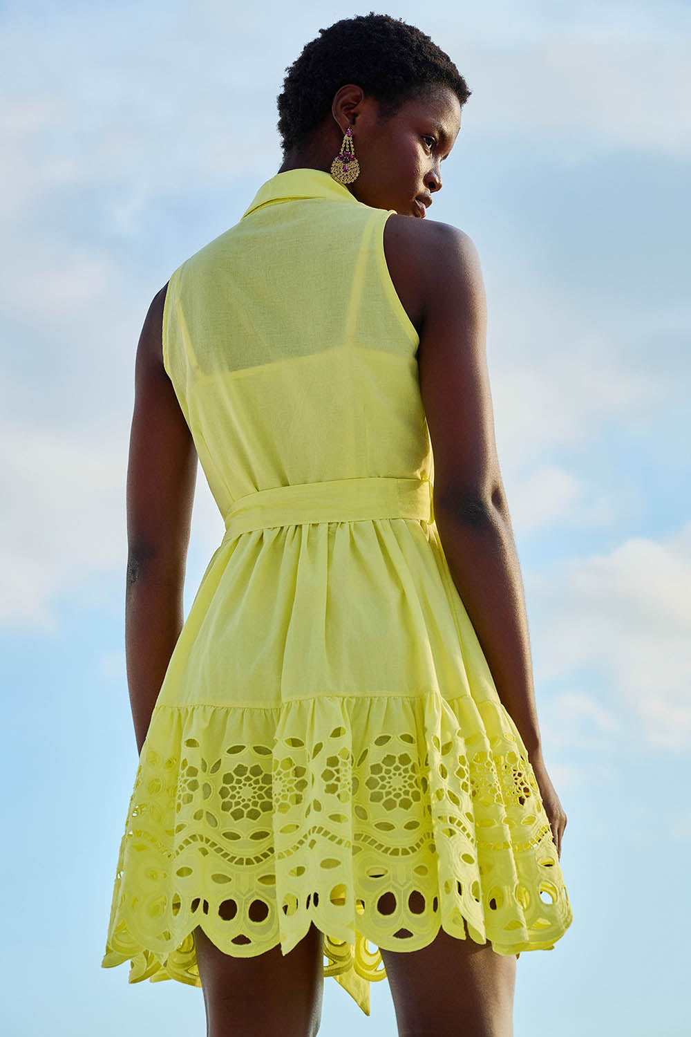 Lace Collared Dress in Yellow