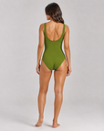 Lola V-Neck One-Piece in Moss