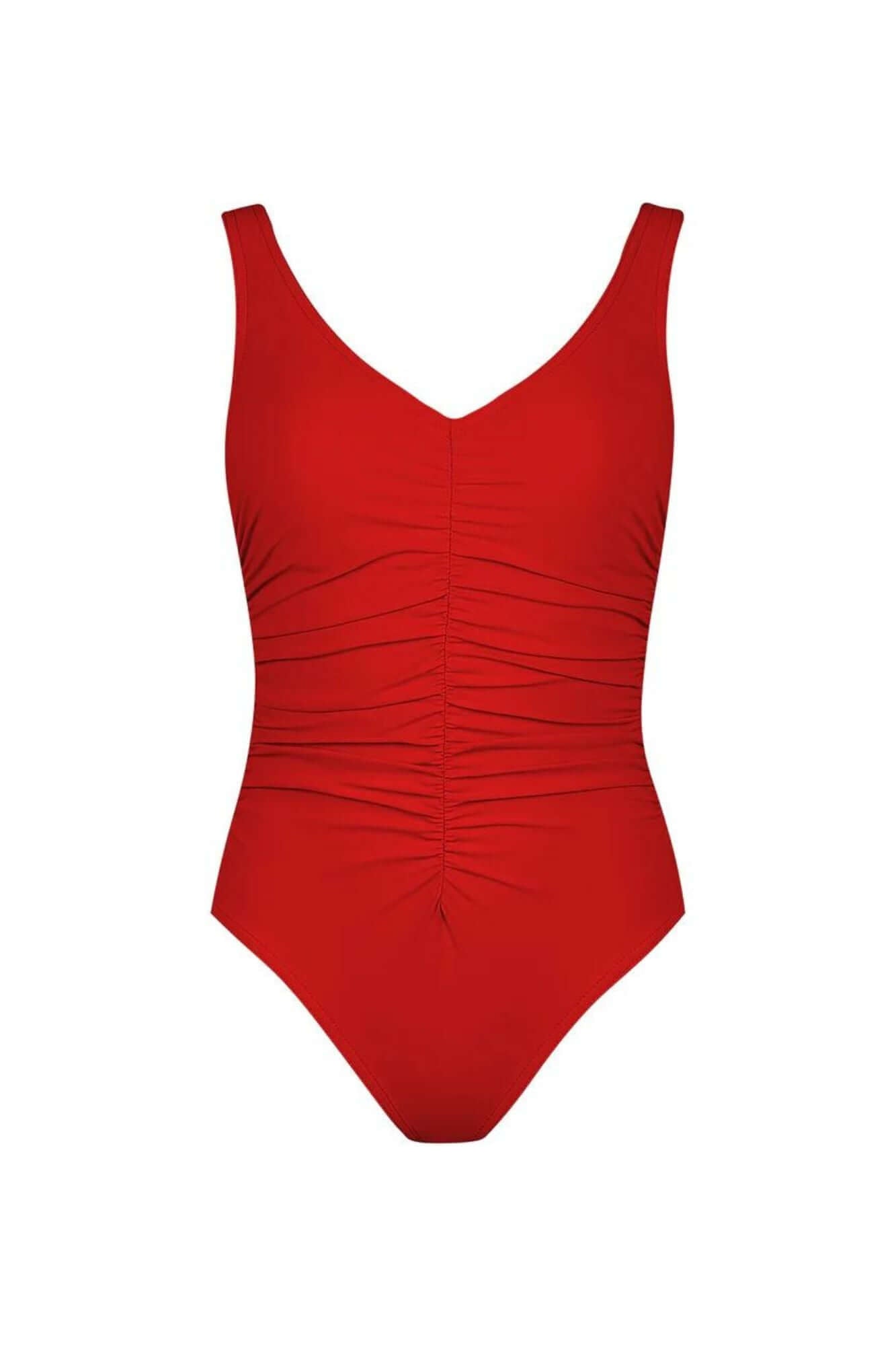 Smart V-Neck One Piece 209-570 in Cherry
