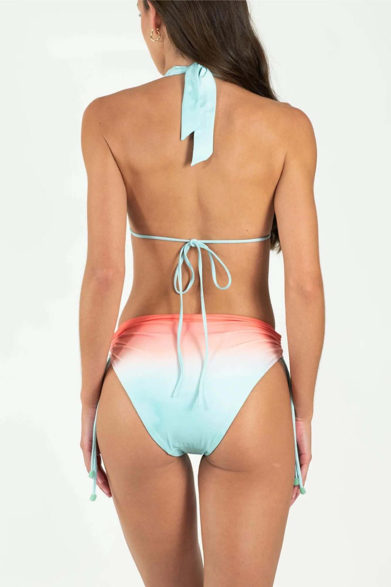 Multi Tie High Waisted Bikini Set in Oasis Coral