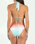 Multi Tie High Waisted Bikini Set in Oasis Coral