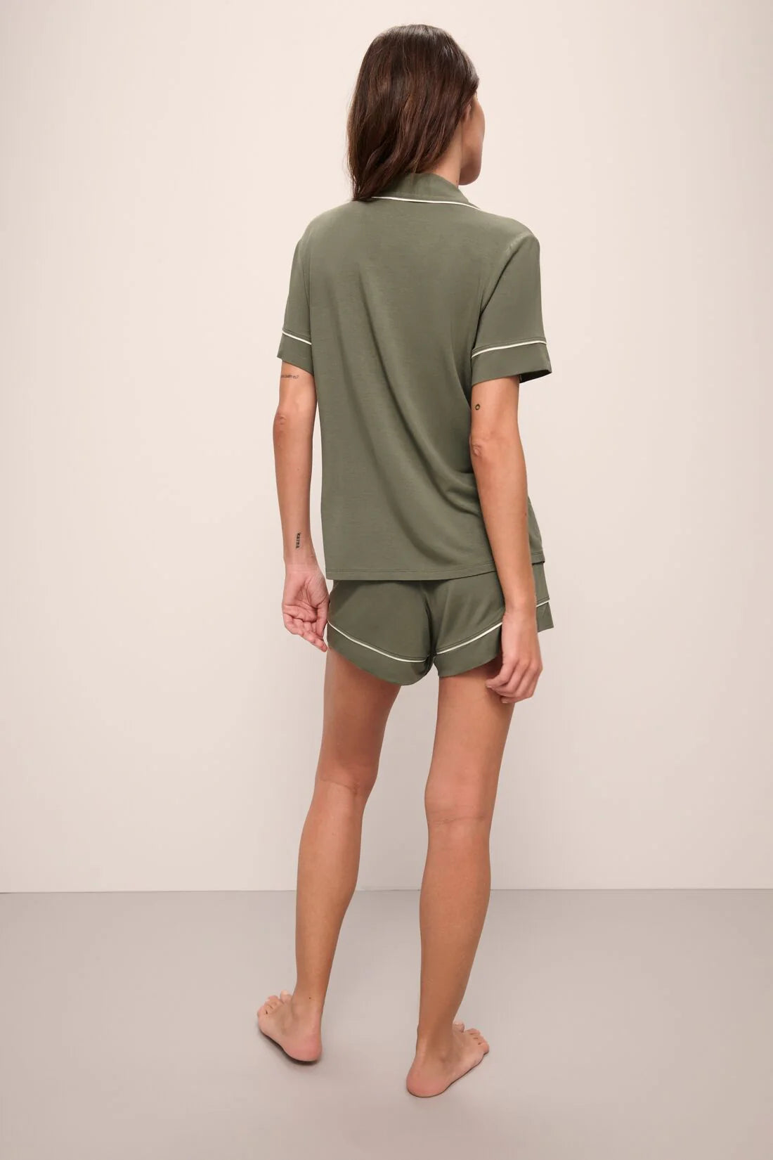Gisele Relaxed Short PJ Set in Smokey Olive/Ivory