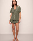 Gisele Relaxed Short PJ Set in Smokey Olive/Ivory
