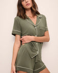 Gisele Relaxed Short PJ Set in Smokey Olive/Ivory