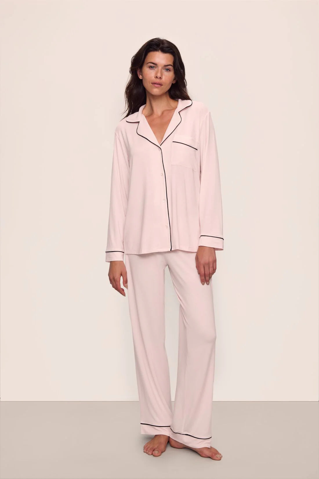 Gisele Long PJ Set in Velvet Pink/Ivory