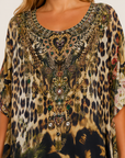 Round Neck Kaftan in Leotigra