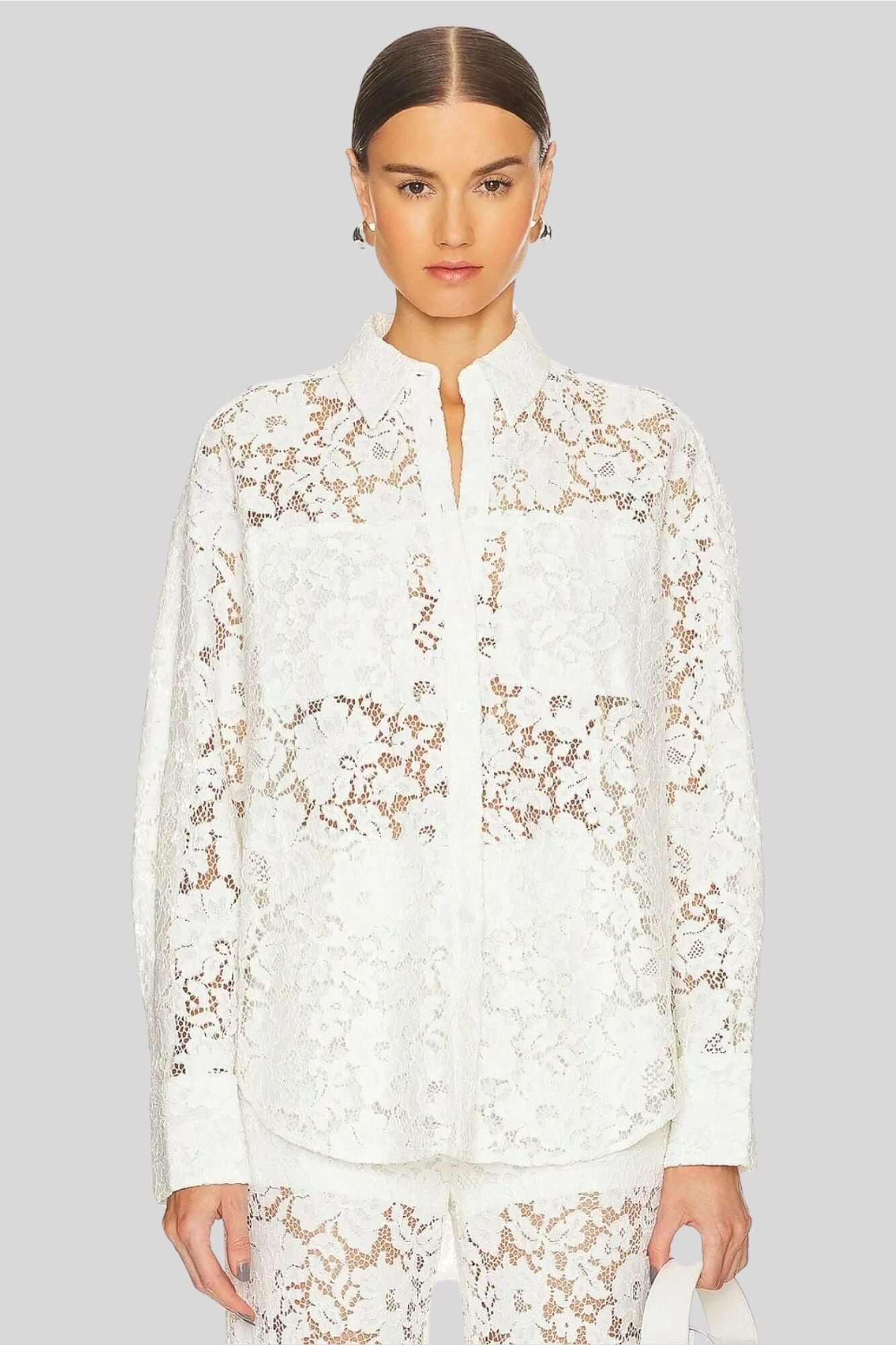 Sans Faff London Lace Oversized Dress Shirt in White