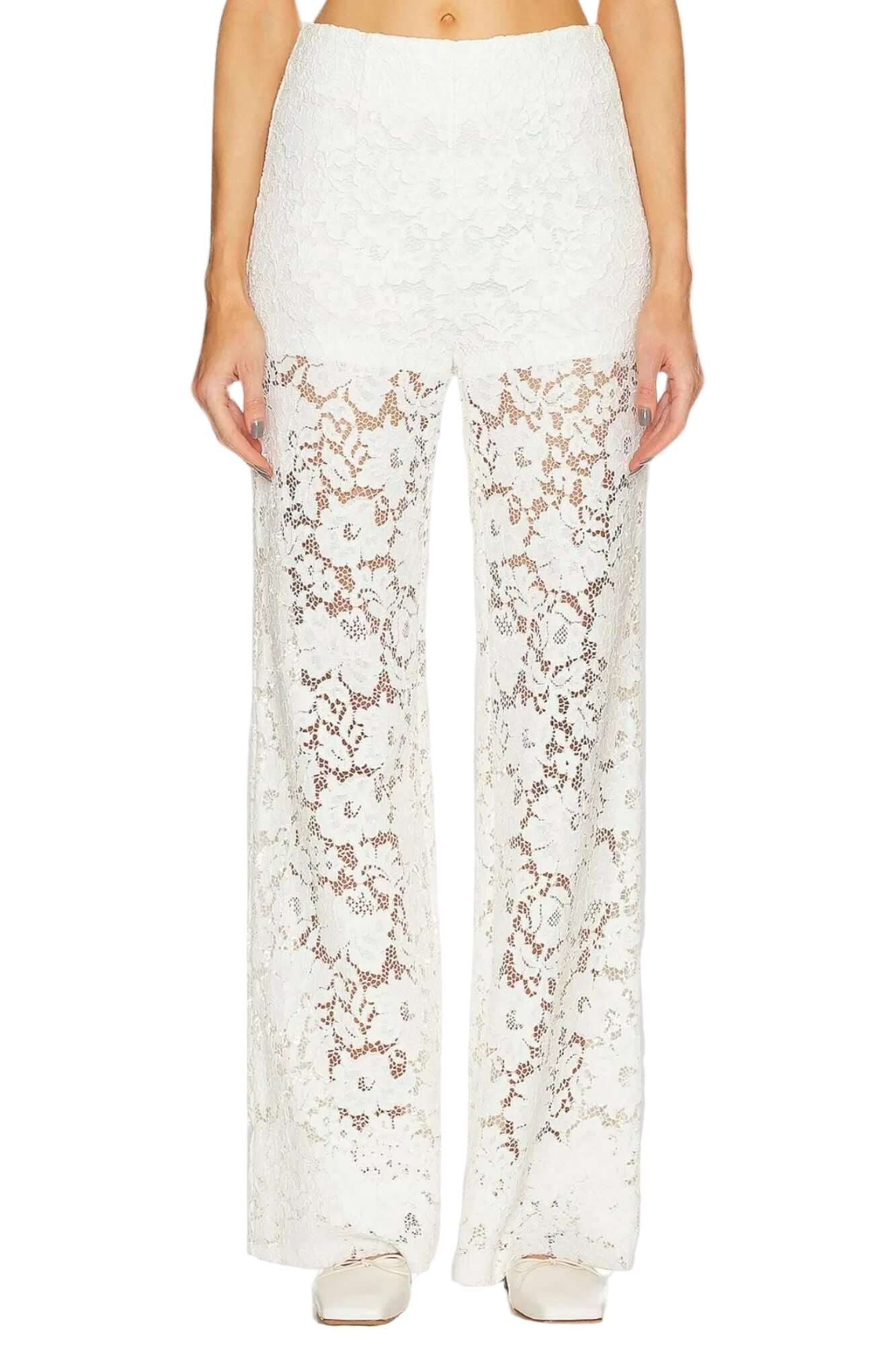 Sans Faff London Lace Flared Pants in White