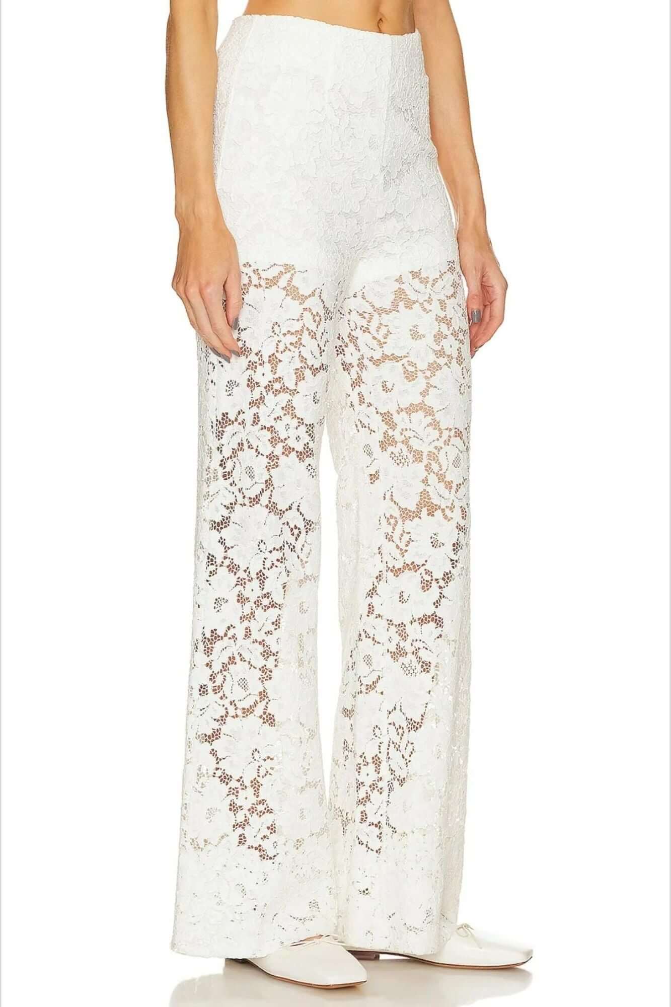 Sans Faff London Lace Flared Pants in White