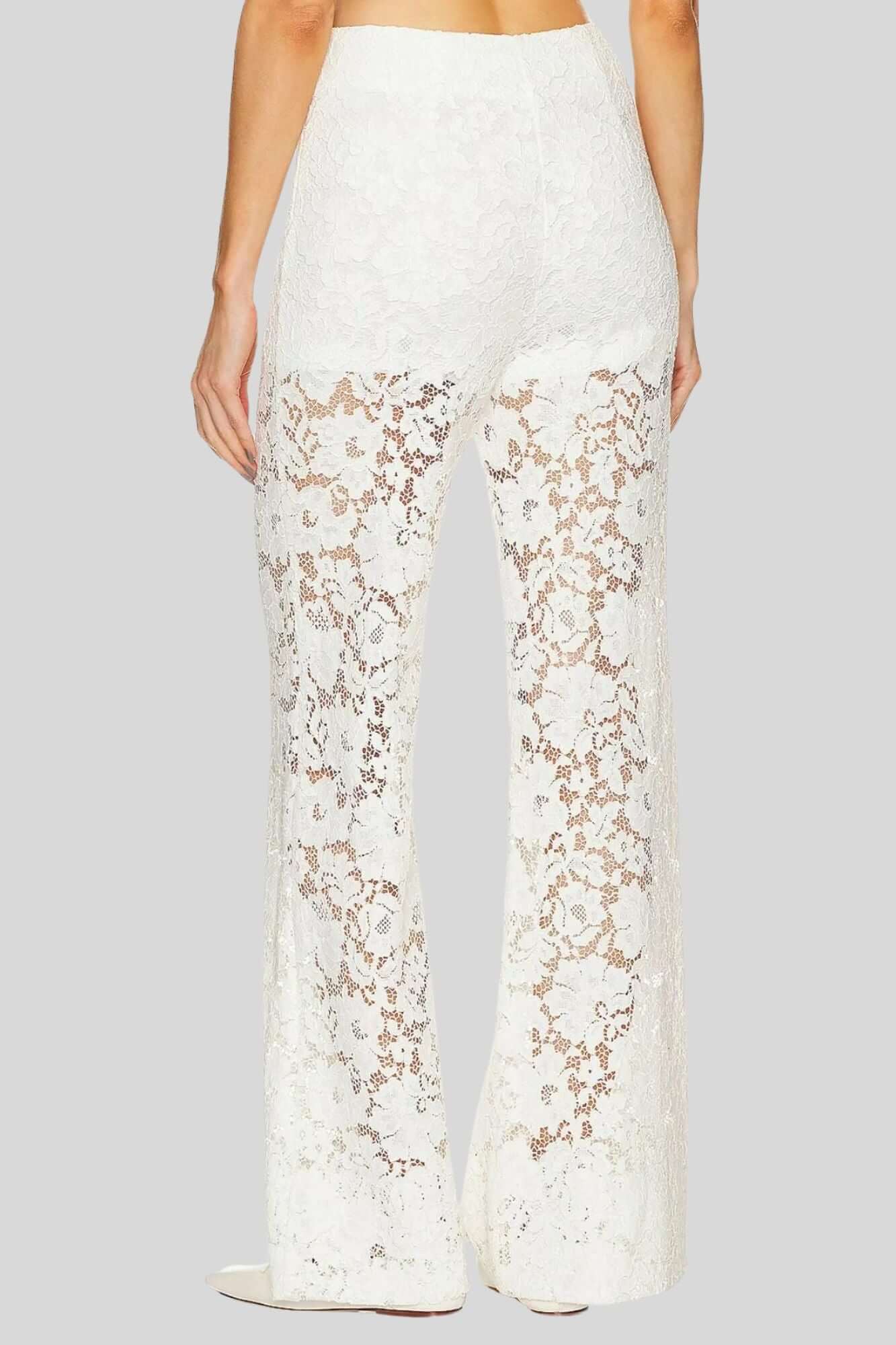 Sans Faff London Lace Flared Pants in White