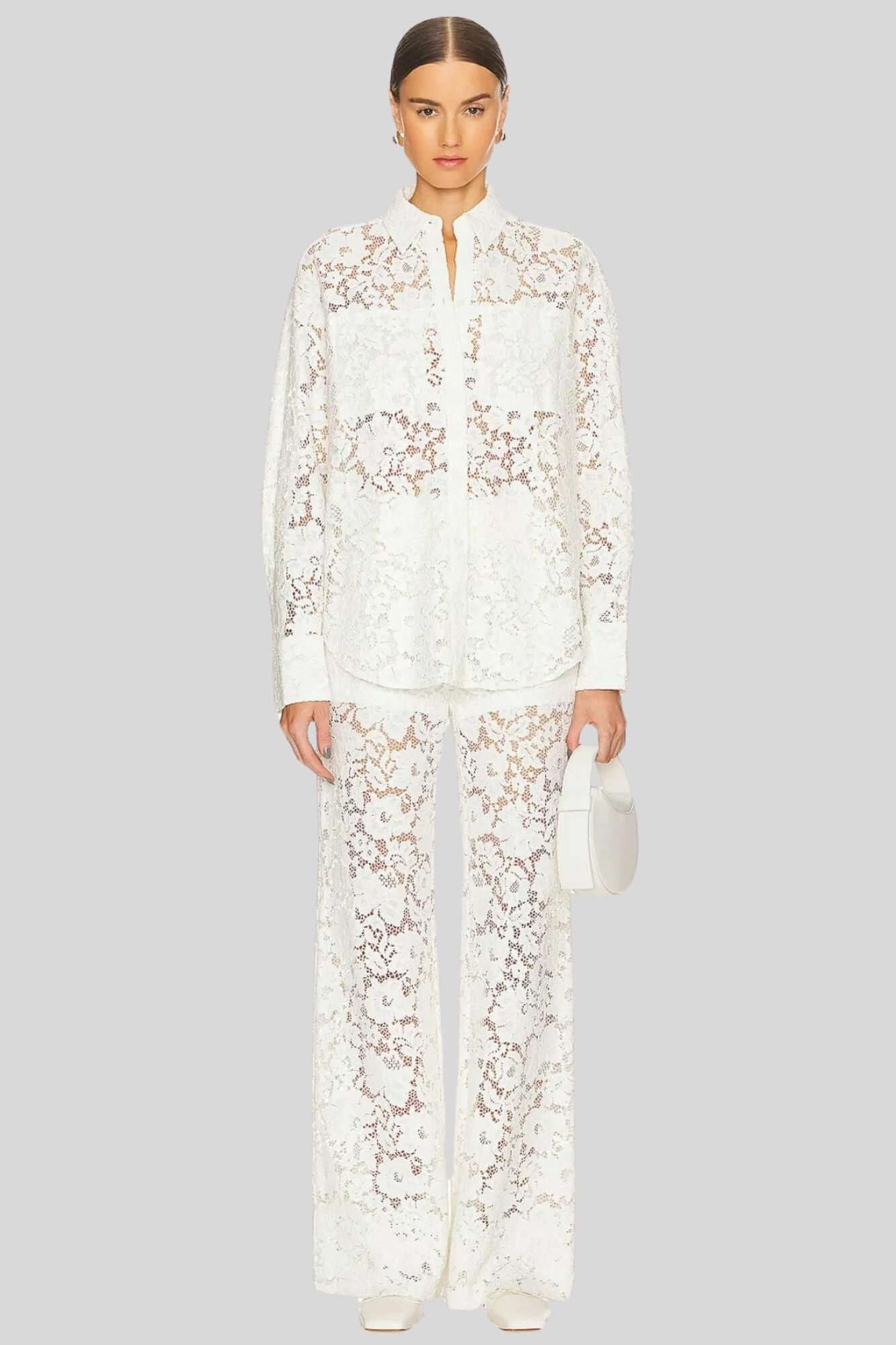 Sans Faff London Lace Flared Pants in White