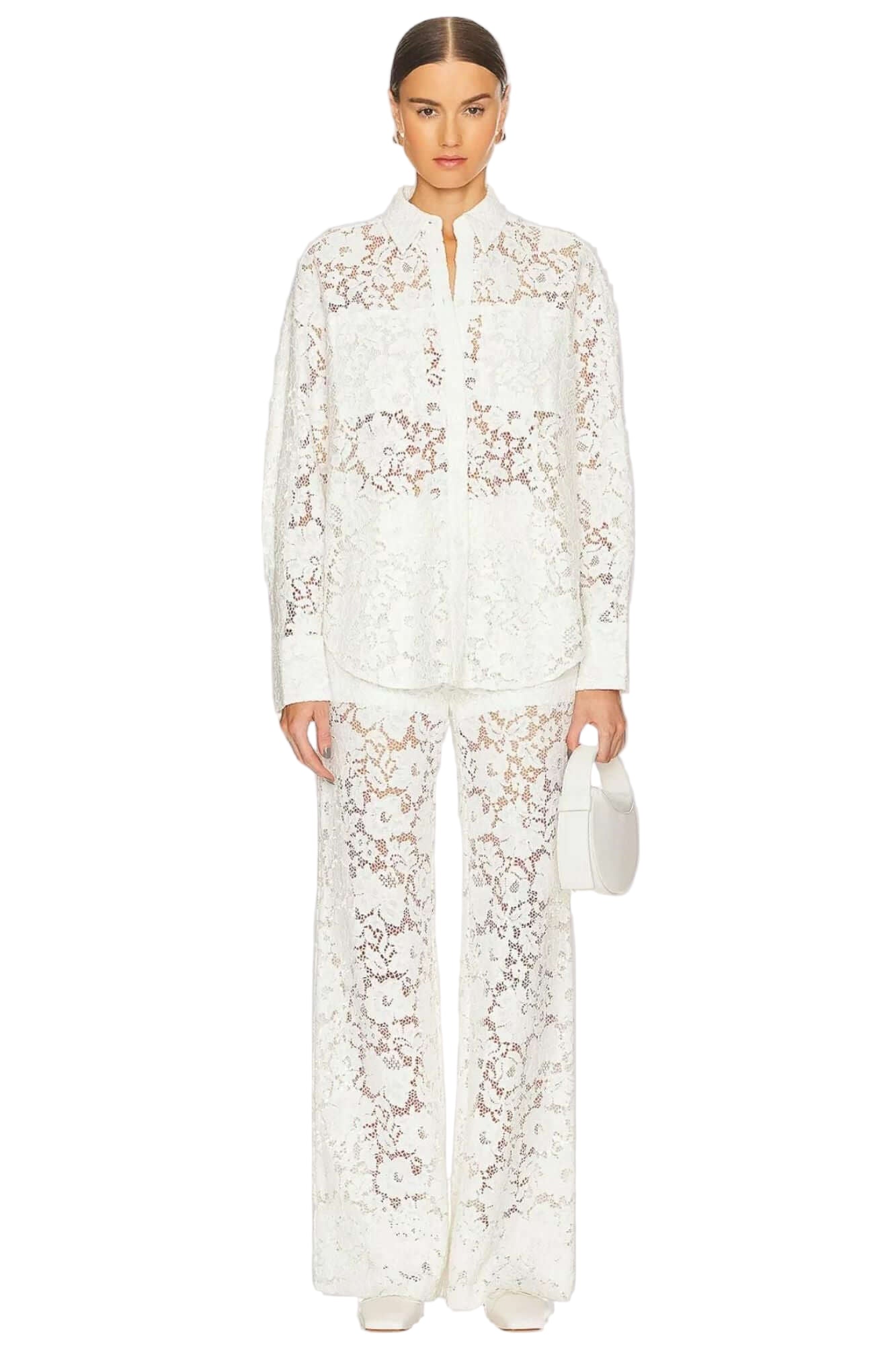 Sans Faff London Lace Flared Pants in White