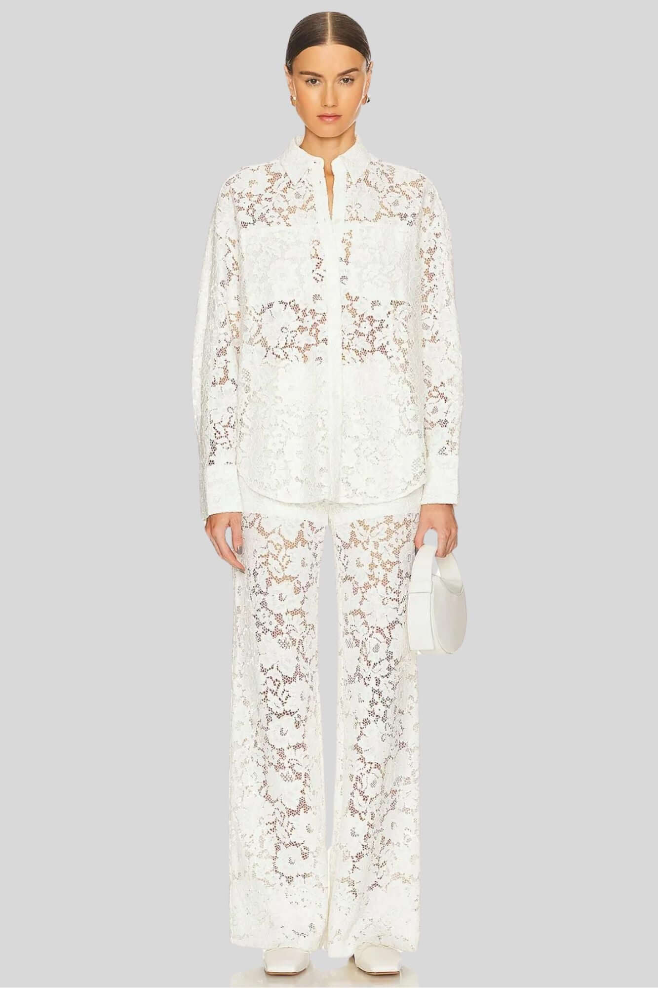 Sans Faff London Lace Oversized Dress Shirt in White