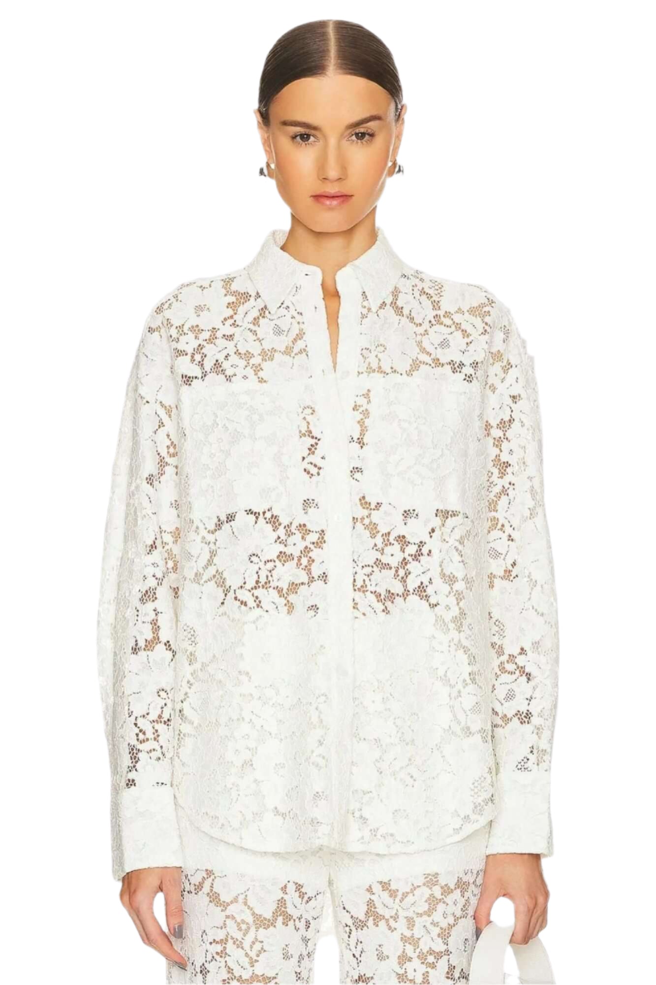 Sans Faff London Lace Oversized Dress Shirt in White
