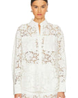 Sans Faff London Lace Oversized Dress Shirt in White