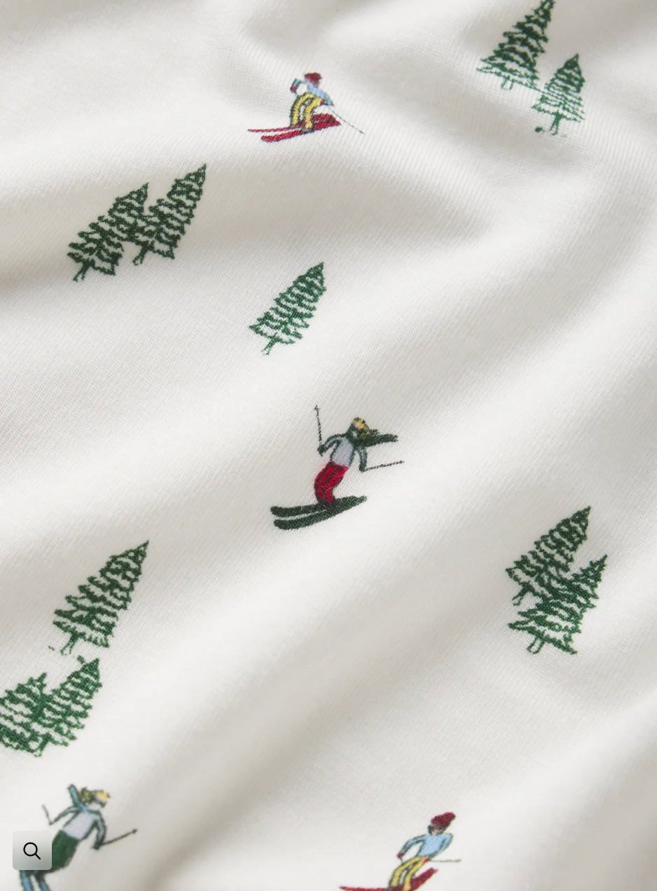 Gisele Printed Long PJ Set in Ski Chalet Ivory/Pine