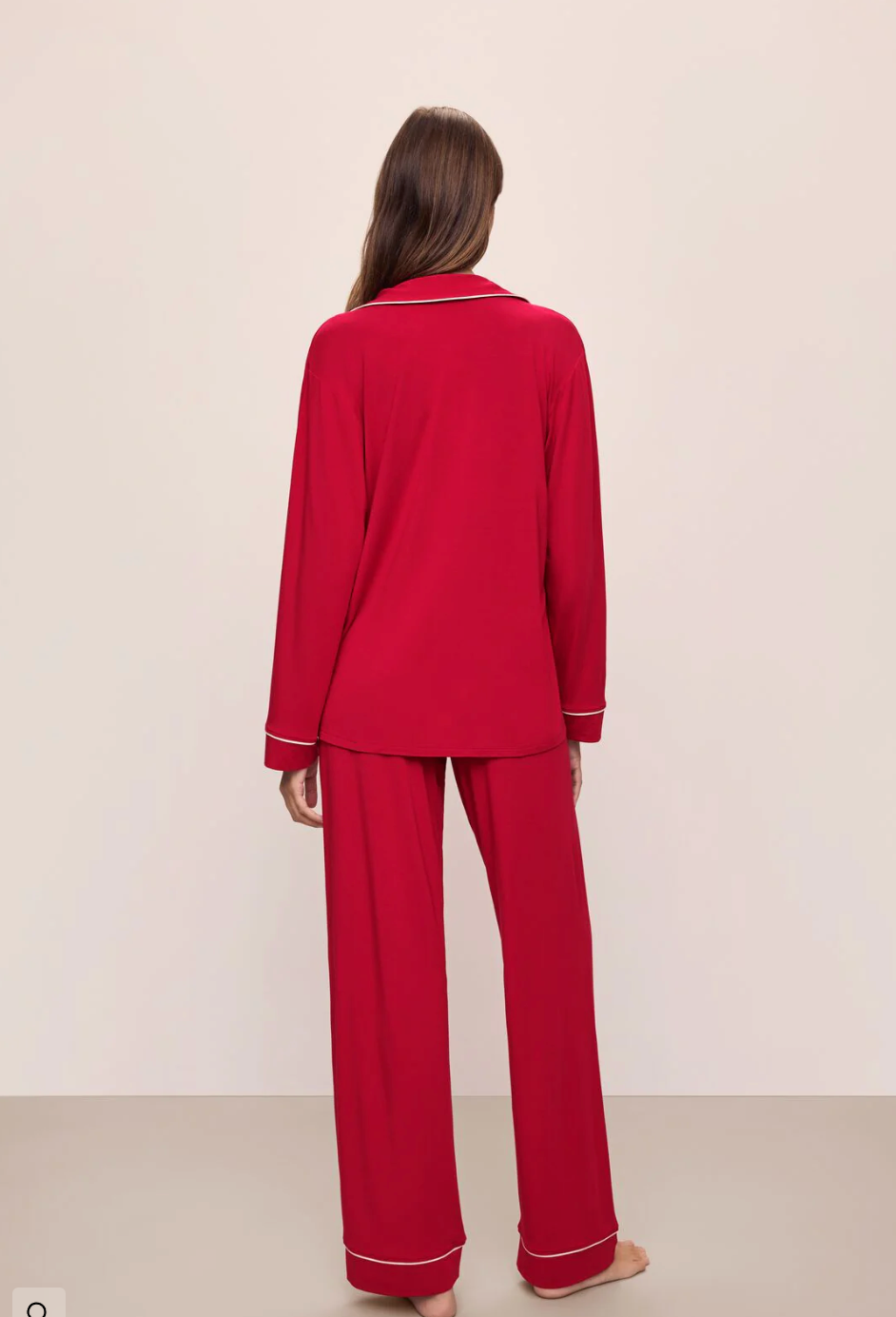 Gisele Long PJ Set in Holly Red/Ivory