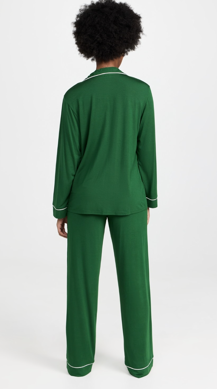 Gisele Long PJ Set in Pine/Ivory