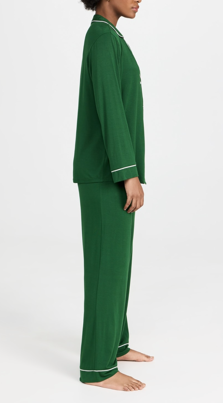 Gisele Long PJ Set in Pine/Ivory