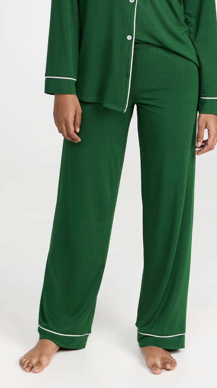 Gisele Long PJ Set in Pine/Ivory