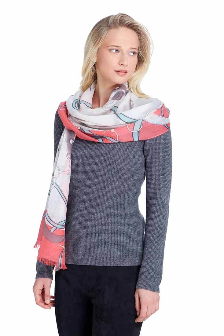 Alpine Cashmere Cavallo Shawl Color: Periwinkle, Strawberry, Fuchsia, Turquoise, Teal at Petticoat Lane Greenwich, CT