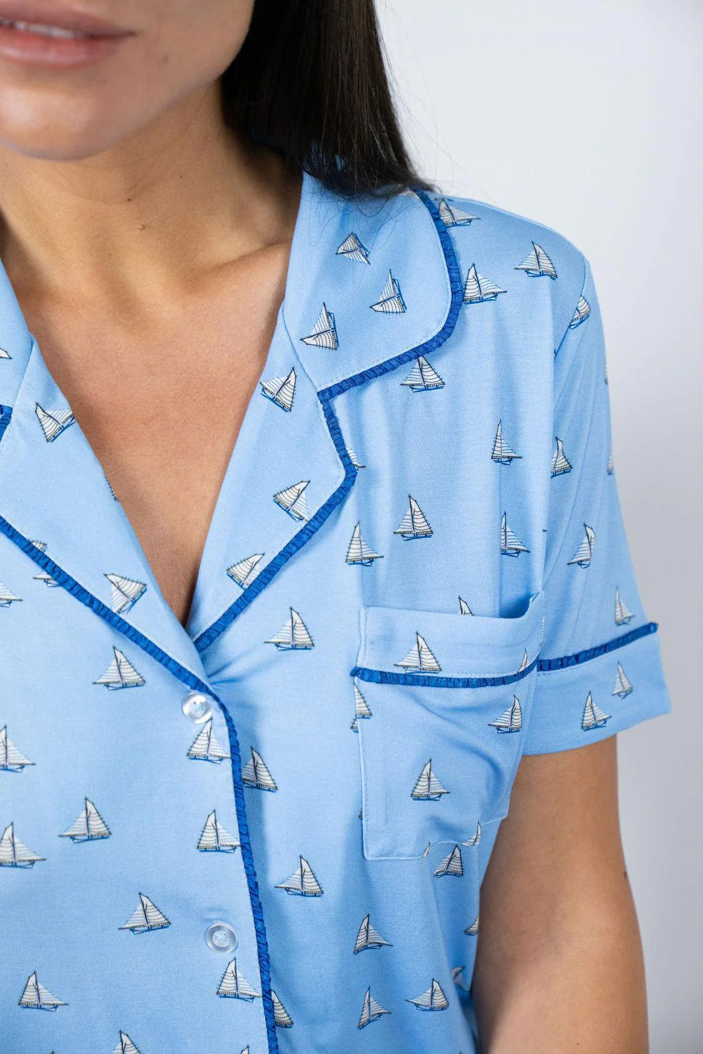 Jolene Cropped Pajama Set in Antigua